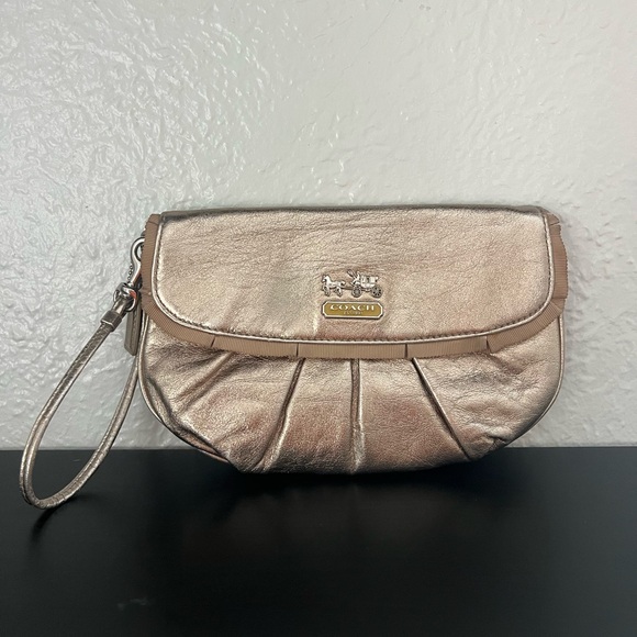 Coach Handbags - Coach Metallic Clutch Pleated Wristlet